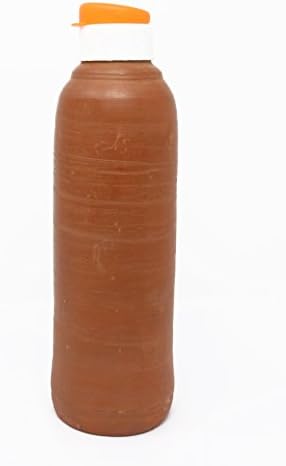 Terracotta Clay Water Bottle With Plastic Lid - Earthen Handmade &amp; Unglazed Mitti Water Bottle For Health Benefit