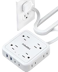 HOPOW Flat Plug Power Strip with 30W USB C Port, 5