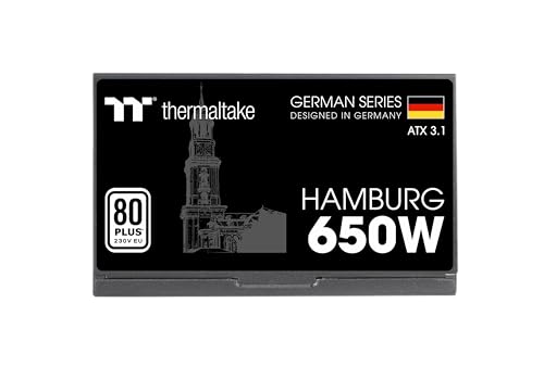 Thermaltake Hamburg 650W Power Supply | German Series | ATX 3.1 | 80 Plus White | Non-Modular | 2 x PCIe 6+2 Pin | Quiet 120 mm Fan | DC-to-DC