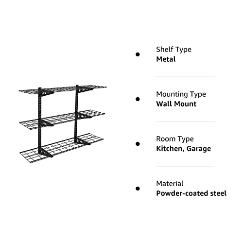 FLEXIMOUNTS 3Tier 1x4ft Garage Storage Wall Shelving 12inchby48inch per Shelf Height