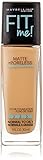 Maybelline New York Fit Me Matte Plus Pore Less Foundation Makeup, Sun Beige, 1 Fluid Ounce