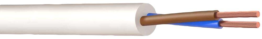 PRO ELEC PELB0449 2 Core 3182B LSZH Mains Cable, White, 1mm, 100m