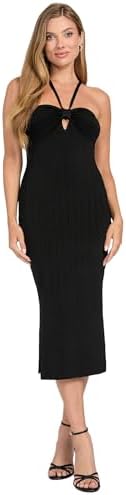 guess women's sleeveless halter bodice satin midi dress GUESS Women's Sleeveless Halter Bodice Satin Midi Dress