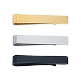 Men Tie Clip Set by AnalysisyLove Gift Fits Skinny Ties, Gold Silver and Black Classic Three-Tone, 1.9 Inches