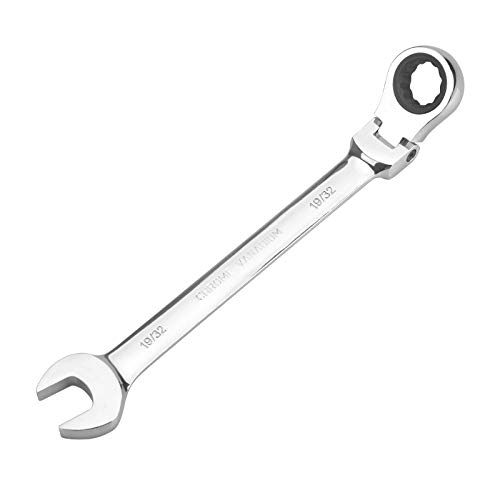 通用 FLZOSPER 19/32 inch SAE Flex-Head Geared Ratchet Wrench,Box End Head 72-Tooth Ratcheting Combination Wrench Spanner