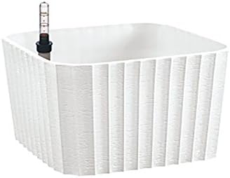 Square Self-Watering Planter with Water Level Indicator, White
