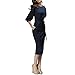 Omine Womens Lantern Sleeve Navy Blue Wear to Work With Belt Dress
