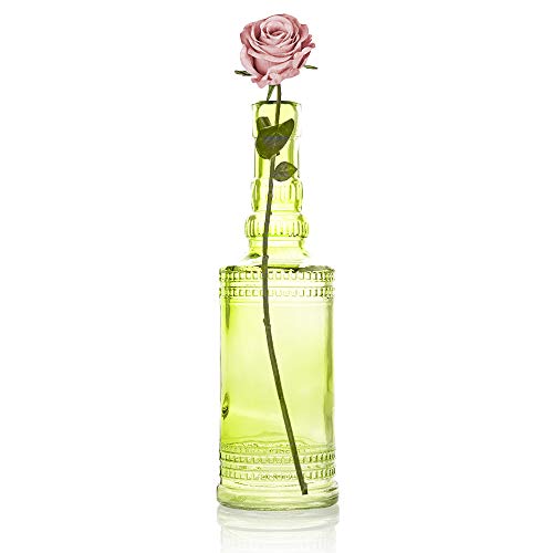 Quasimoon PaperLanternStore.com Bulk Pack (3) Camila Turquoise Vintage Glass Bottle Wedding Flower Vase