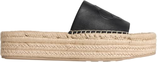 Calvin Klein Flatf Espa Mule Lth Mg HW0HW03027 Espadrilles plates pour femme, noir (Ck Black), pointure 39,5