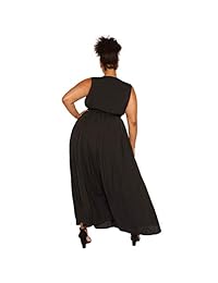 Astra Signature Mujer Plus Tamaño Mujeres Sin Mangas Maxi vestido de noche con Wrap cuello en V profundo vestido de fiesta