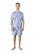 Men's Woven Pajama V-Neck Sleepwear Short Sleeve Shorts and Top Set, Sizes S/4XL