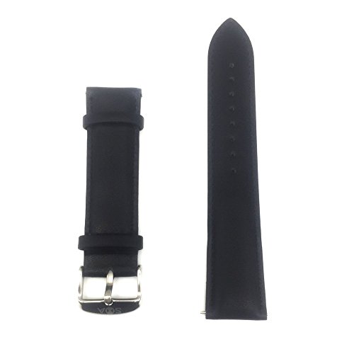 Quick Release Leather Watch Band, Stainless Steel Watch Strap 22mm,Replaceable Smart Watch Strap for SMA-R SMA-09 (Black-Leather)