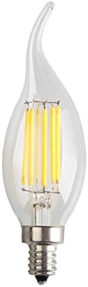 6W LED Filament Candle Light Bulb,2700K Warm White 600LM,E12 Candelabra Base Lamp,C35 Flame Shape Bent Tip,60W Incandescent Replacement,Ddimmable 220V