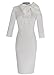 Women's 1950s Retro 3/4 Sleeve Bow Cocktail Party Evening Dress Work Pencil Dress (X-Large, White)