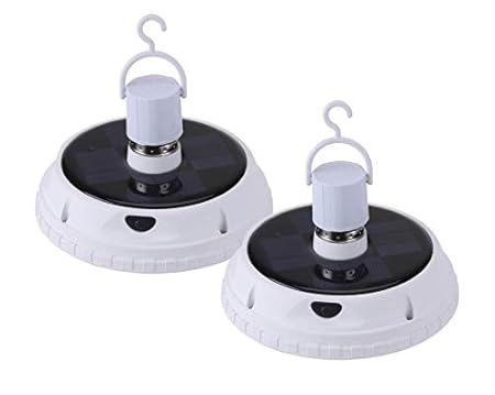 Quace Solar Light Bulb Portable LED Emergency Solar Lights 10W E27 Hanging Tent Light Outdoor Indoor Use 3 Brightness Mode Solar Energy Light for Camping Tent Hook Garden(Cool White, 2 Units)