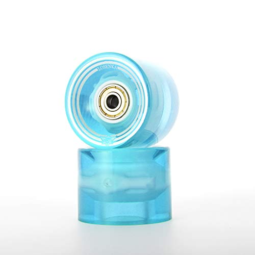 LOSENKA 6045 Fish Skateboard Wheels Flash PU Crusier Skateboard Wheels (4 Pack with Bearing) (Flash Blue)