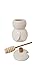 Ceramic Bee Honey Pot with Wood Dipper - White Honey Jar with Wooden Honey Dipper - 12oz Honey Container with Dipper - (4