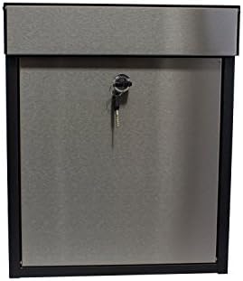 Qualarc WF-P010 Woodlake Wall Mount Rectangular Galvanized & Stainless Steel Locking Mailbox, Black/Silver