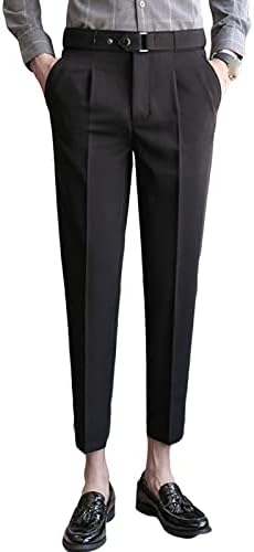 mens dress pants ankle length MOGU Ankle-Length Dress Pants for Men Slim Fit Cropped Trousers Size 29 Black at Amazon Men's Clothing store