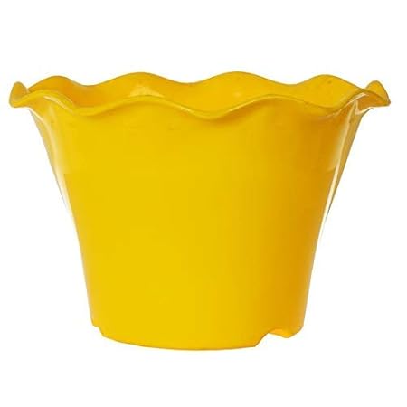 Airex Stylized Cut Mouth Design Planter (10 inch, Yellow, Set of 1)