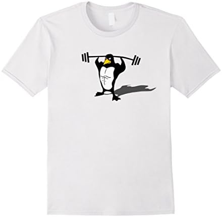Men's Penguin T-Shirt - Bodybuilding Workout Diet, Pumping Iron Medium White