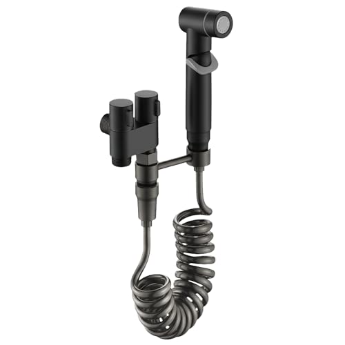 Aqua Earth Handheld Bidet Sprayer for Toilet Baby Cloth Diaper Spraying Kit Bathroom Toilet Bidet Attachment Set for Bathing Pets and Feminine Hygiene Matte Black