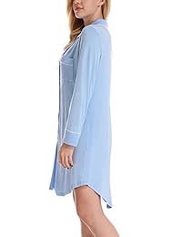 NORA TWIPS - Vestido de manga larga para mujer, con parte superior de pijama, con botones y sueño, talla XS-XL
