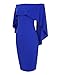 Womens Off The Shoulder Cocktail Party Dress Batwing Cape Midi Wrap Dress RoyalBlue