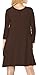 Zero City Womens Casual Pockets Plain Flowy Simple Swing T-Shirt Loose Dress, 12chocolate, Medium
