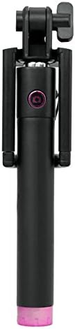 Gtide Foldable Wired Handheld Extendable Super Mini Selfie Stick Compatible with iPhone 4s, 5s, 6, 6 Plus, Samsung Galaxy S3, S4, S5, S6, Note 2, 3, 4, 5, Nexus 5, 6, HTC One(Black) (Black+Rose Red)