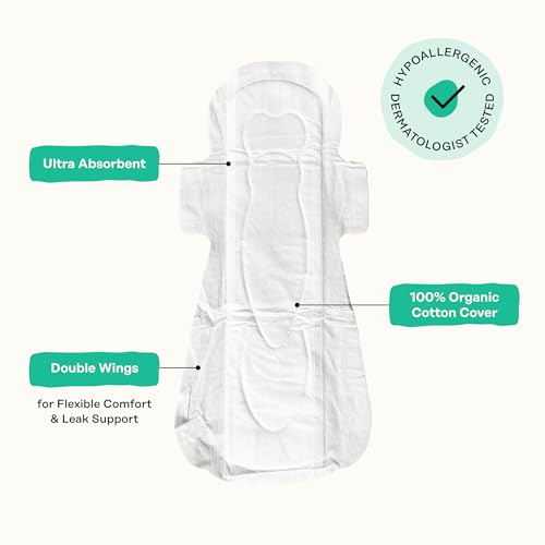 The Honey Pot Company - Herbal Sanitary Pads for Women - Heavy Flow Overnight w/Wings - Infused w/Essential Oils for Cooling Effect & Organic Cotton Cover - Feminine Care - 16 ct