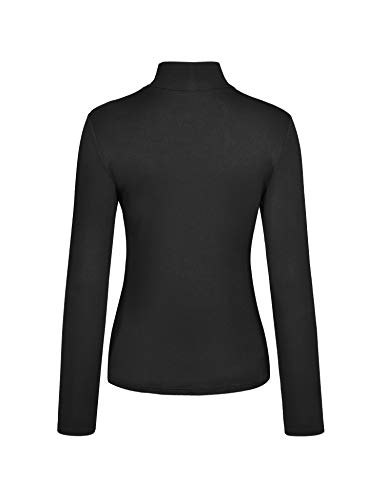 KLOTHO Black Turtleneck Women Shirts Long Sleeve Athletic Casual Tops for Women Medium