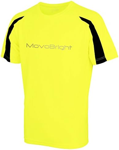 Mens Hi Viz Bright Fluorescent Yellow Short Sleeve Sports T-Shirt Top Run Cycle