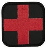 Red Cross Medic Patch -Red on Black