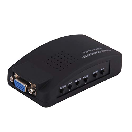 PC Laptop Composite Video TV RCA Composite S-Video AV In To PC VGA LCD Out Converter Adapter Switch Box Black US Plug - Thumbnail 4