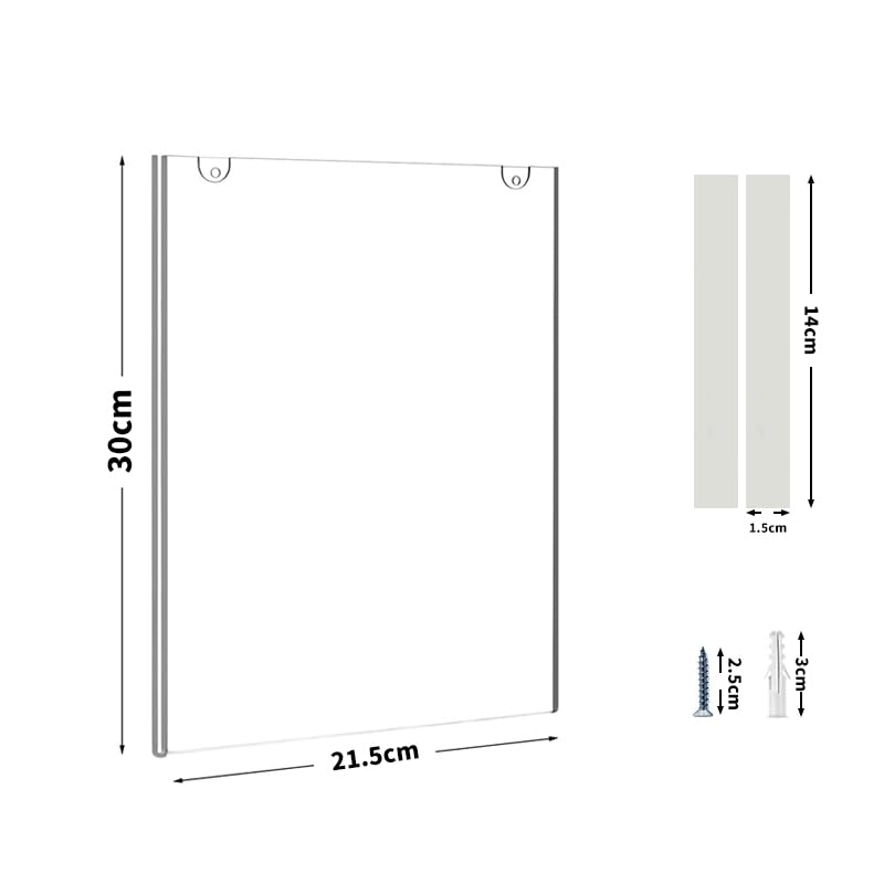 Protectores de Hojas Tamaño Carta 4Pcs, Porta Hojas de Acrílico A4 para Pared