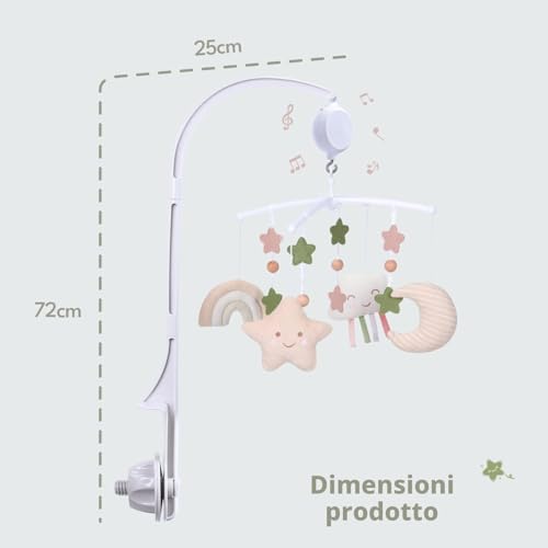 COTTONBEBE Baby Cot Mobile with Music Box – 35 Music – 3 Modes – Adjustable Volume – Easy to Install – For 0+ Months Boys and Girls (Rainbow)
