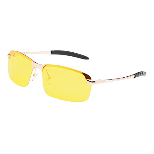Semi Rimless Polarized Sunglasses Women Men Retro Oversized Sun Glasses (Gold, Size:Free Size)