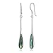925 Sterling Silver Natural Green Abalone Shell Inlay Elegant Long Teardrop Hook Earrings 1.85