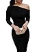 Jeanewpole1 Womens One Off Shoulder Midi Dress Long Sleeve Stretchy Sexy Bodycon Party Pencil Dress