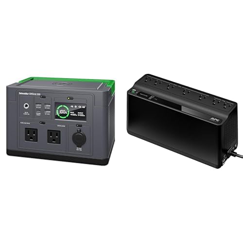 APC UPS and Solar Generator Power Bundle, 600VA UPS for the home/office; and 330W Portable Power Station for off-grid living (BE600M1, PPS330) Image
