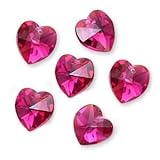Swarovski Crystal, #6228 Heart Pendants 10mm, 6 Pieces, Fuchsia AB