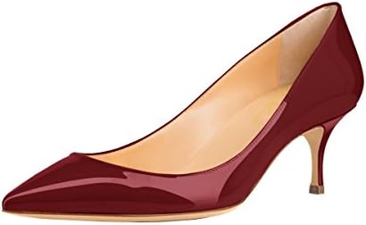 Lutalica Women's Patent Leather Pointed Toe Kitten Heel Wedding Party Dress Shoes Office Court Shoes
