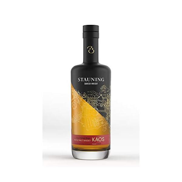 Stauning KAOS Triple Malt Whisky - Dänischer Whisky - Bodenvermälztes Getreide - Direkt befeuert in kleinen Pot-Stills destilliert - 3 Jahre - 46% Vol. - 1 x 0,7 L