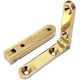 QCAA Solid Brass Heavy Jewelry Box Side Rail Hinge, 40 x 8 x 3mm (1.57" x 0.31" x 0.118"), 92 to 95 Degree, Polished Brass Lacquered, Made in Taiwan, 1 Pair (2 PCS)