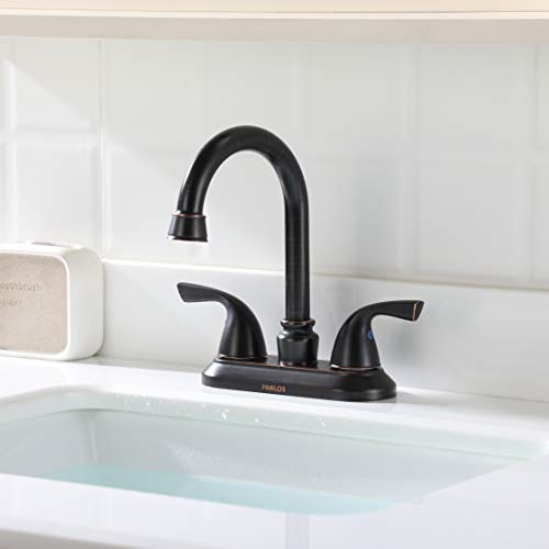 PARLOS Double-Handle Lavatory Faucet with Drain Assembly and Supply Hose Lead-free cUPC Bathroom Faucet Mixer Two-Handle Lavatory Vanity Utility Laundry Faucet Oil Rubbed Bronze, 13592