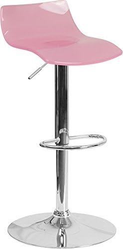 Contemporary Transparent Pink Acrylic Adjustable Height Barstool w/Chrome Base ;#G344T3486G 34BG82G145601