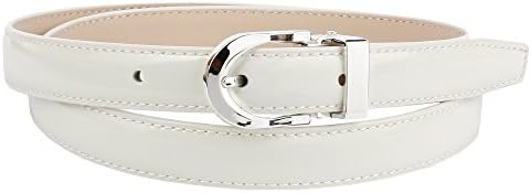 Anthoni Crown Leather Ladies Belt 0,8" Width White with Silver Metallic Buckle 34"-44"/1309l (38")