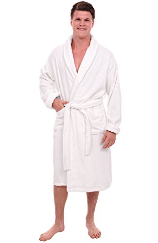 Alexander Del Rossa Mens Turkish Terry Cloth Robe, Thick Bathrobe, Large XL White (A0106WHTXL)