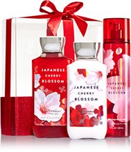 Bath & Body Works Japanese Cherry Blossom Wrapped with a Bow Gift Box Set, Shower Gel 10 Ounce, Body Lotion 8 Ounce, Fragrance Mist 8 Ounce